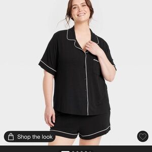 Auden Black Pajama Set with White Trim BNWT